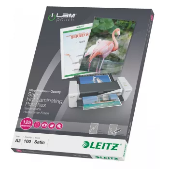 Leitz iLAM Matt A3 Laminating Pouches, 125 mikronów, opakowanie 100 szt.