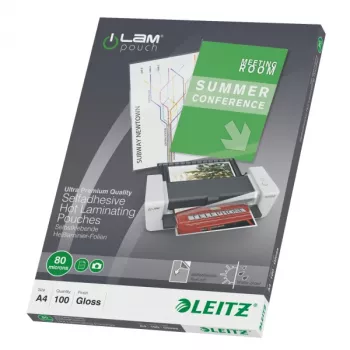 Leitz iLAM Samoprzylepne koszulki do laminowania A4, 80 mikronów, opakowanie 100 szt.