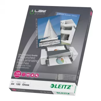 Leitz iLAM Foliaki do laminacji A4 z otworami, 125 mikronów, opakowanie 100 sztuk