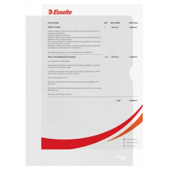 Esselte Folder 120my A4, A4, Polichlorek winylu (PVC), Przezroczysty, 220 mm, 307 mm, 1 mm