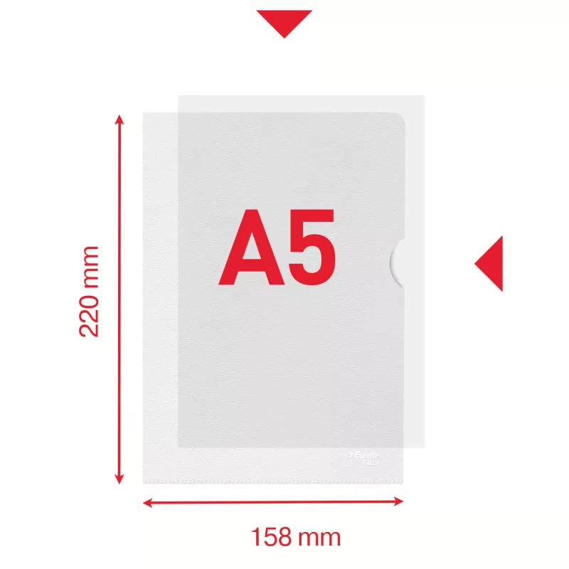 Esselte Premium A5 Folder, Projekt folder, A5, Polipropylen (PP), Transparentny, Pionowa, 40 arkuszy