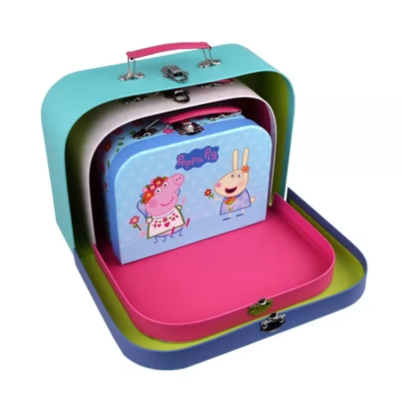Barbo Toys Peppa Pig Walizki zestaw 3 szt. mix wzorów Wielokolorowy Chłopiec/Dziewczynka Torba beczułka
