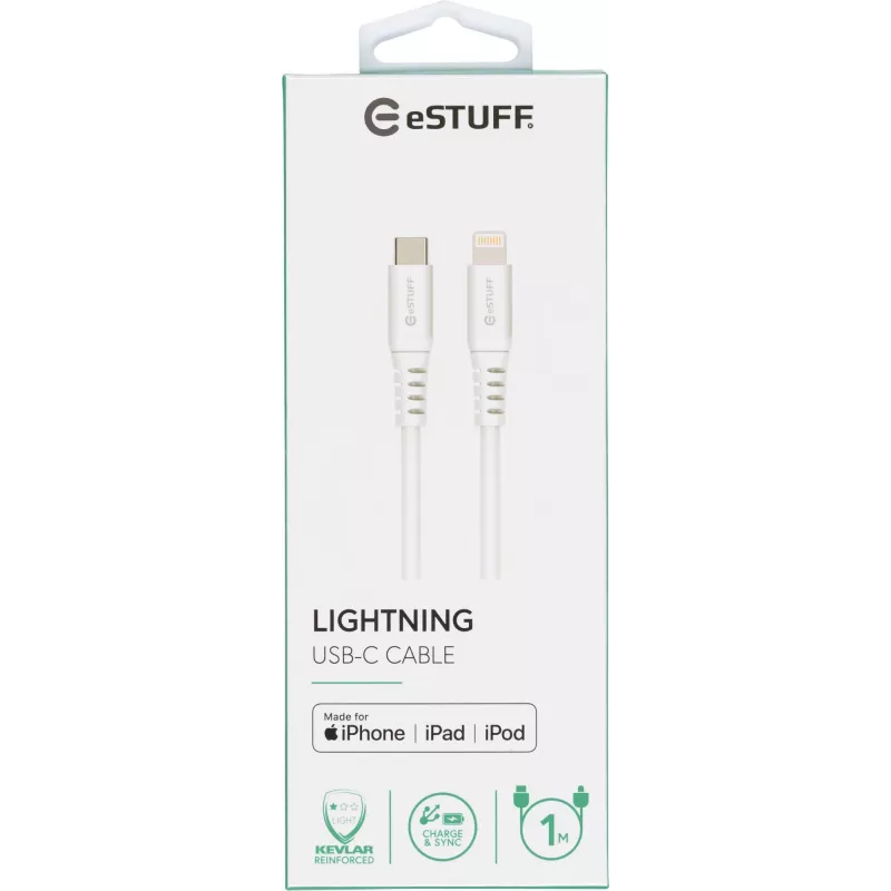 Kabel lightning eSTUFF ES602101 1 m biały
