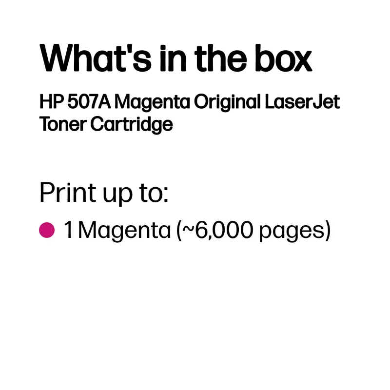 Oryginalny kasetka z tonerem HP 507A magenta do drukarek LaserJet, 6000 stron, magenta, 1 szt.