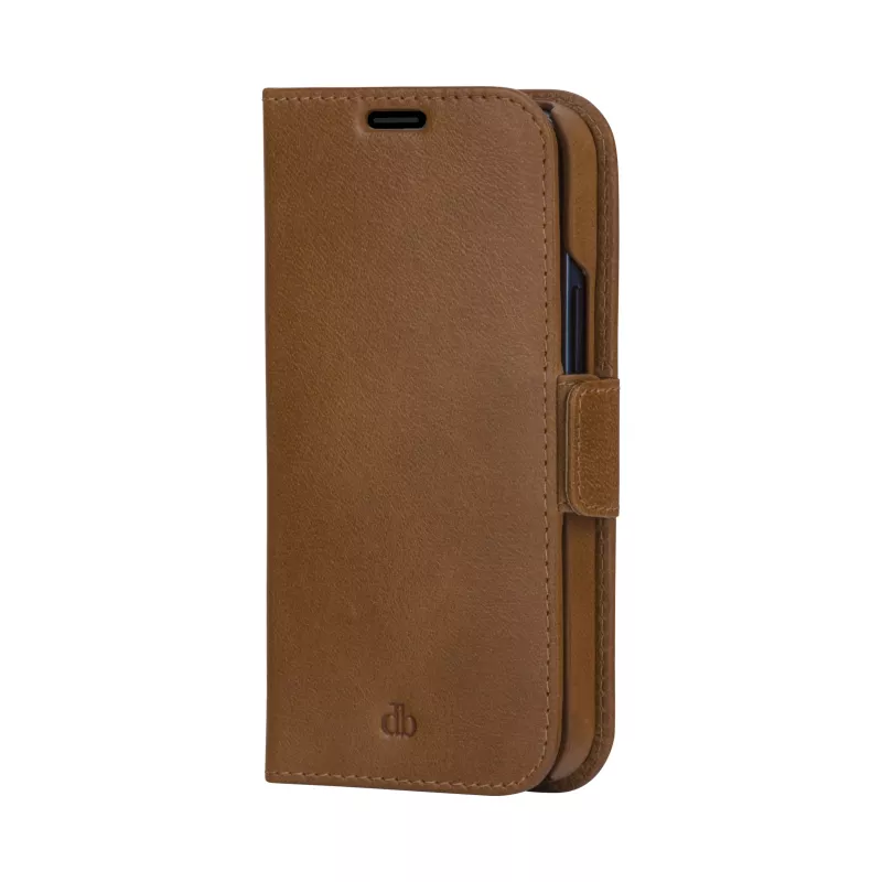 Etui portfelowe dbramante1928 Lynge do iPhone 13 Pro Max — Tan, 3 kieszenie na karty, ekran 6,7 cala