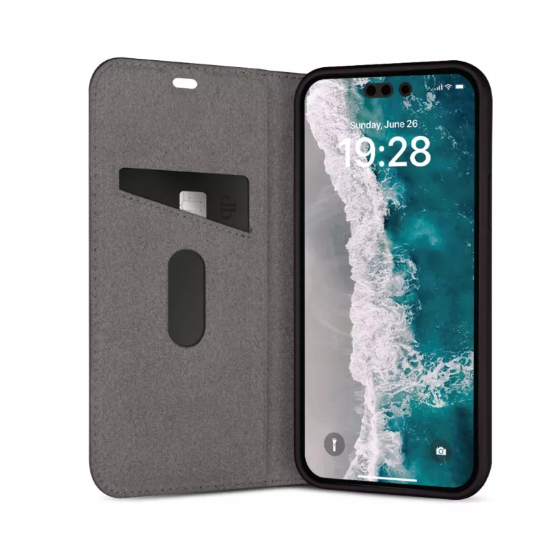 Etui typu folio dbramante1928 Oslo dla iPhone 14 Pro Max — Czarny, 3 kieszenie na karty, podstawka biurkowa, pasuje do 6,7 cala