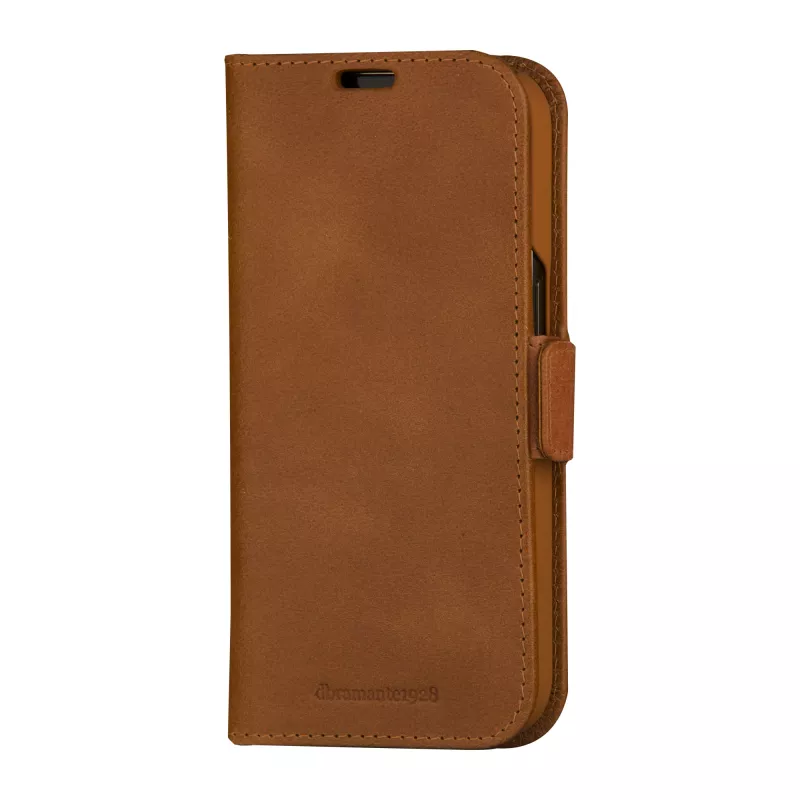 Etui folio dbramante1928 Copenhagen do iPhone 15 Pro — brązowe, 3 kieszenie na karty, monochromatyczny brąz