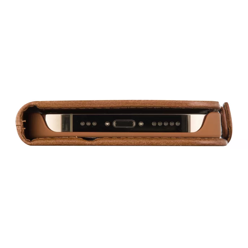 Etui folio dbramante1928 Copenhagen do iPhone 15 Pro — brązowe, 3 kieszenie na karty, monochromatyczny brąz