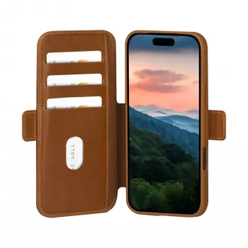 Etui portfelowe dbramante1928 Copenhagen do iPhone 17 Pro Max — Tan, 3 kieszenie na karty, podstawka biurkowa