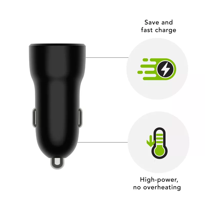 Ładowarka samochodowa d bramante re-charge USB-A 18W — 12–24V, 1× USB-A, czarna