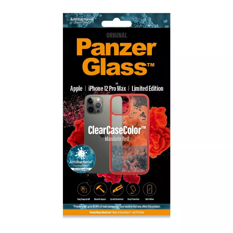 PanzerGlass ® ClearCaseColor™ iPhone 12 Pro Max – Mandarin czerwony Edycja Limitowana
