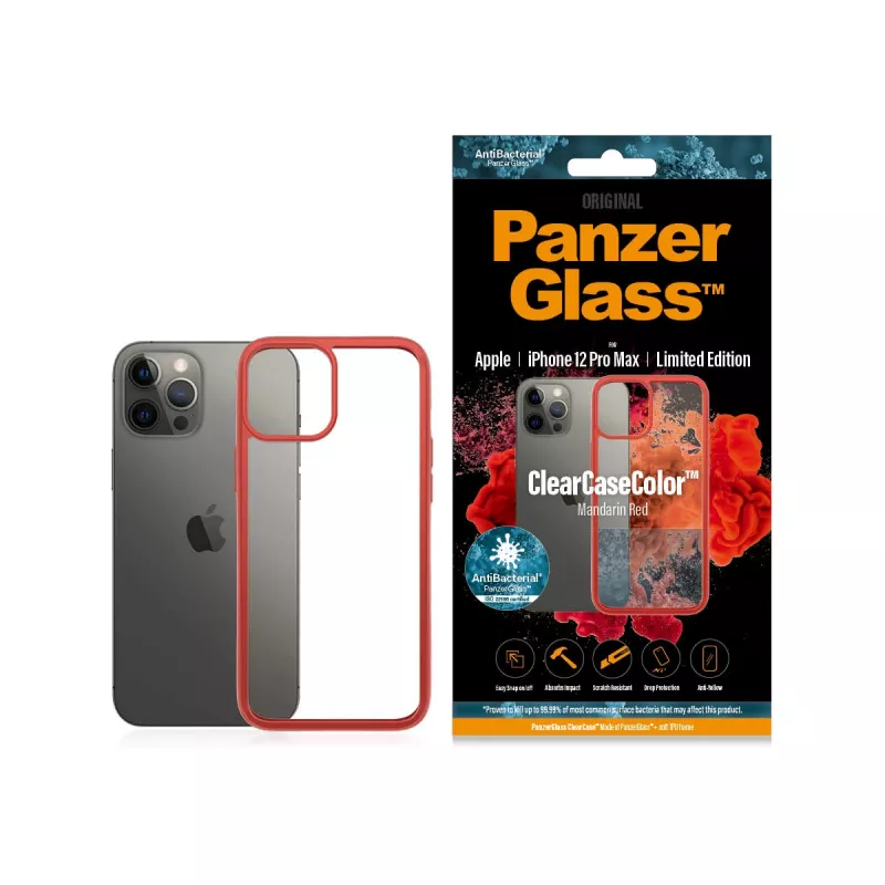 PanzerGlass ® ClearCaseColor™ iPhone 12 Pro Max – Mandarin czerwony Edycja Limitowana