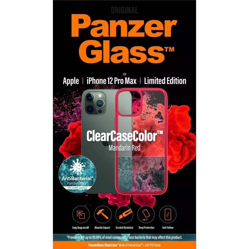 PanzerGlass ® ClearCaseColor™ iPhone 12 Pro Max – Mandarin czerwony Edycja Limitowana