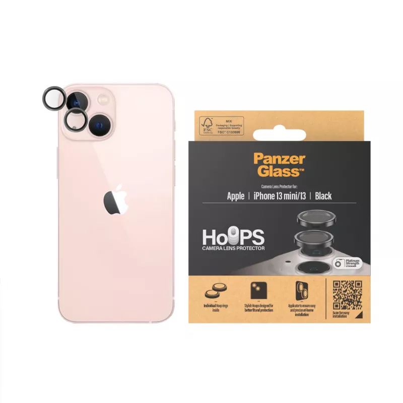 PanzerGlass Hoops Osłona Obiektywu Aparatu iPhone 13 mini 13 Czarny Odporny na Zarysowania