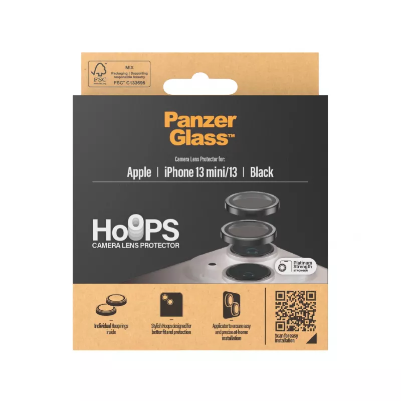 PanzerGlass Hoops Osłona Obiektywu Aparatu iPhone 13 mini 13 Czarny Odporny na Zarysowania