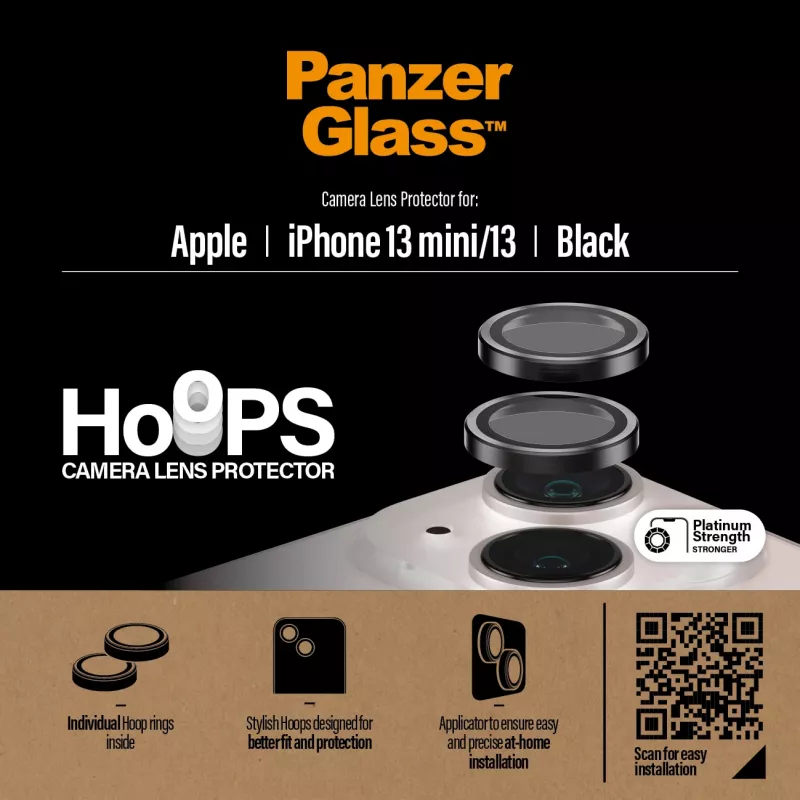 PanzerGlass Hoops Osłona Obiektywu Aparatu iPhone 13 mini 13 Czarny Odporny na Zarysowania