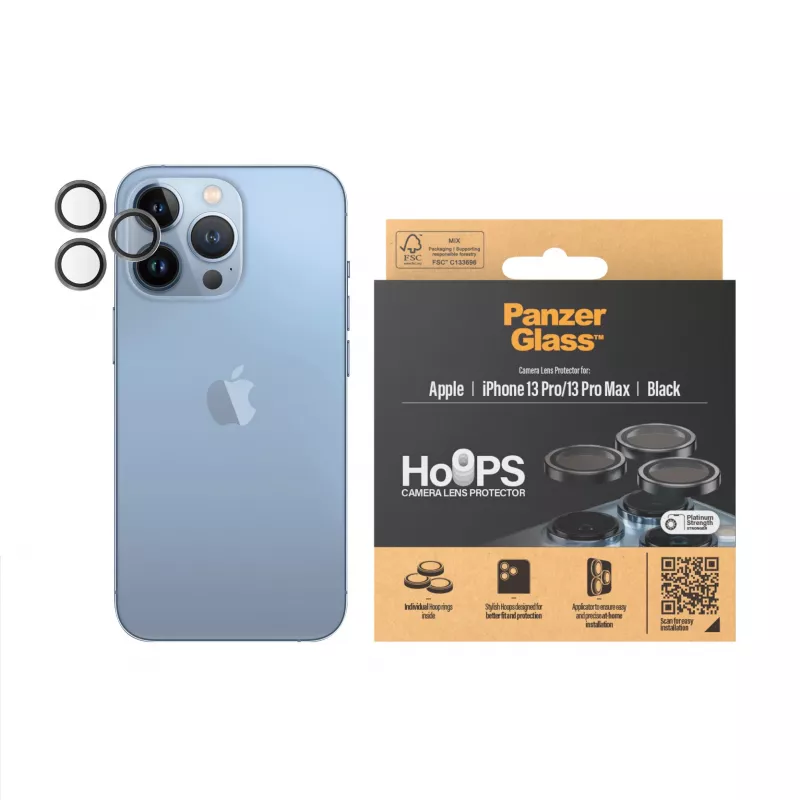 PanzerGlass Hoops Osłona obiektywu aparatu iPhone 13 Pro 13 Pro Max Czarny Odporny na zarysowania