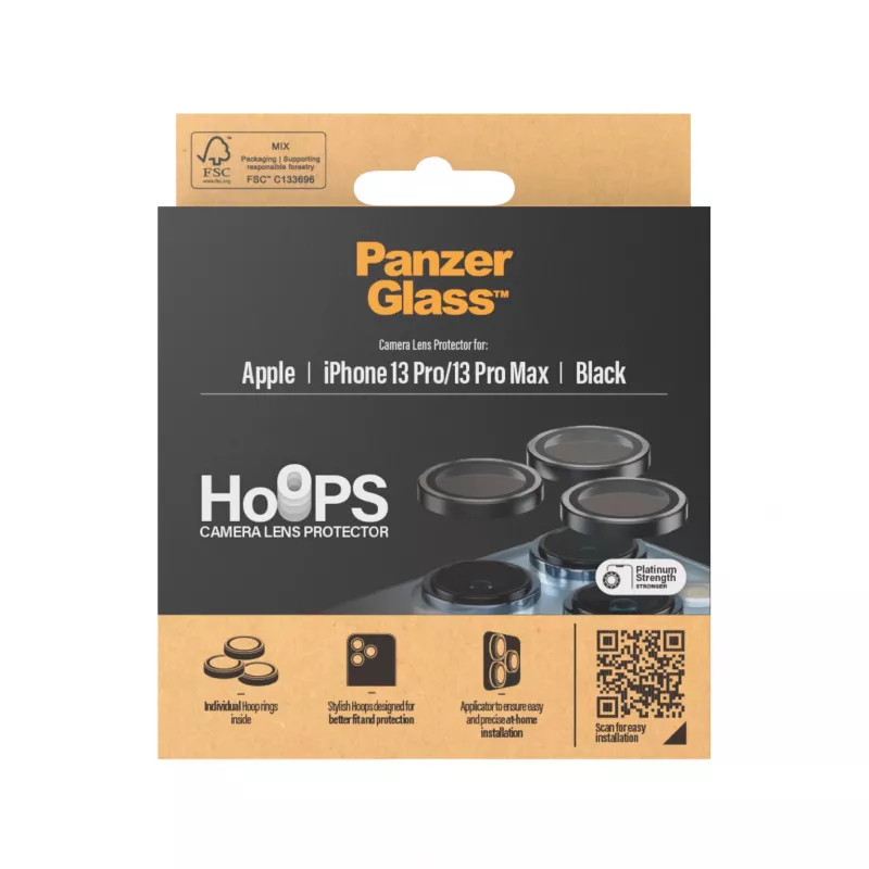 PanzerGlass Hoops Osłona obiektywu aparatu iPhone 13 Pro 13 Pro Max Czarny Odporny na zarysowania