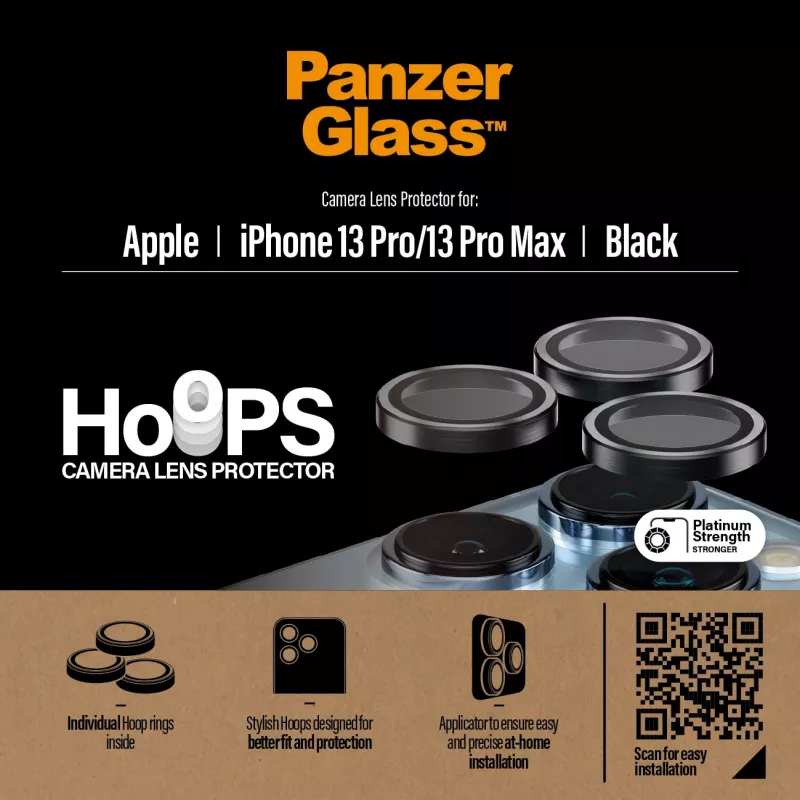 PanzerGlass Hoops Osłona obiektywu aparatu iPhone 13 Pro 13 Pro Max Czarny Odporny na zarysowania