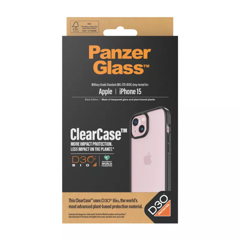 osłona PanzerGlass ClearCase iPhone 15 D3O Transparent