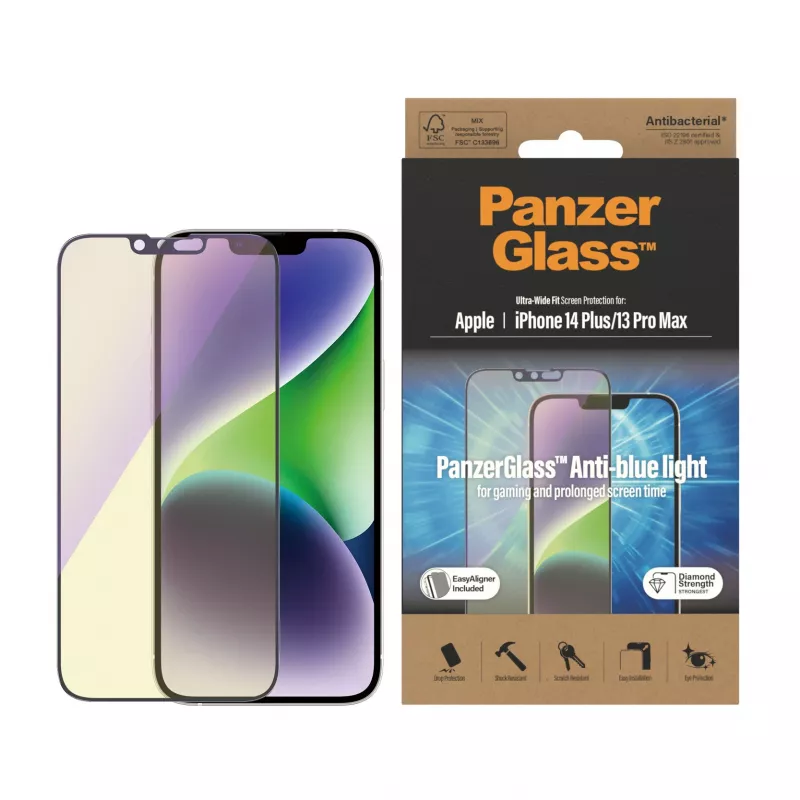 PanzerGlass ® Osłona ekranu Anti-niebieski light iPhone 14 Plus | 13 Pro Max | Ultra-Wide Fit z EasyAlignerem