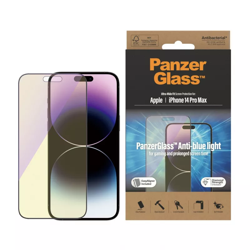 PanzerGlass ® Anti-niebieski light Ochrona ekranu iPhone 14 Pro Max | Ultra-Wide Fit z EasyAligner