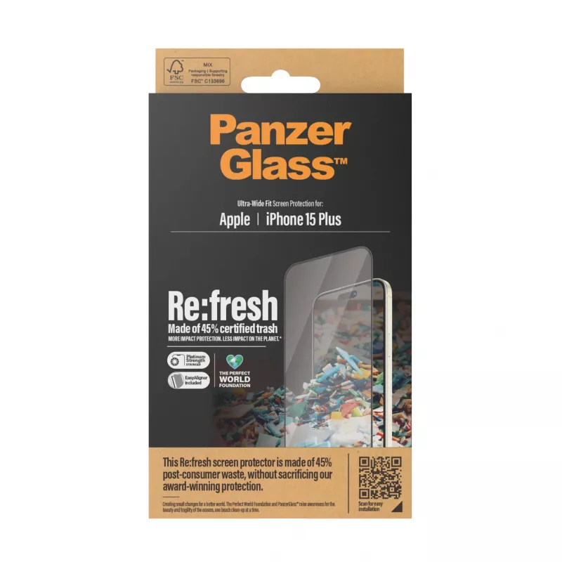 PanzerGlass® Re:fresh Ochrona ekranu iPhone 15 Plus | Ultra-Wide Fit z EasyAligner