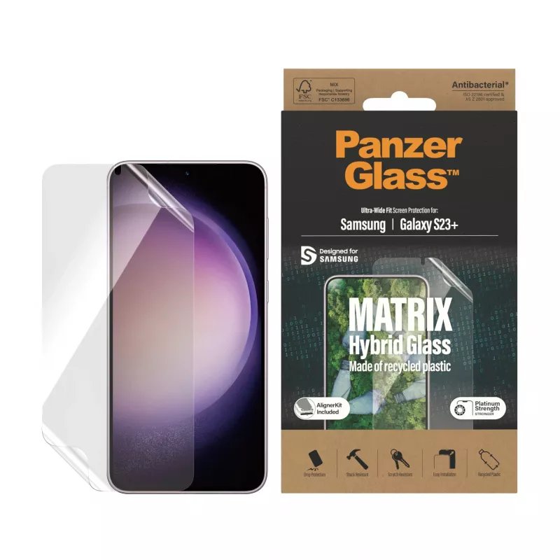 PanzerGlass ® ECO MATRIX Szkło Ochronne Samsung Galaxy S23+ | Ultra-Wide Fit z AlignerKit