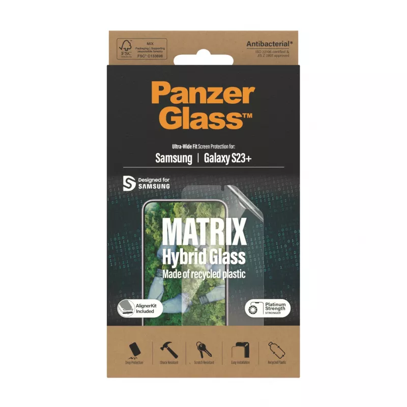 PanzerGlass ® ECO MATRIX Szkło Ochronne Samsung Galaxy S23+ | Ultra-Wide Fit z AlignerKit