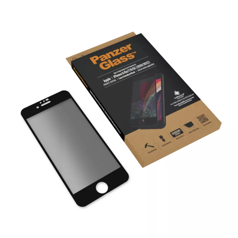PanzerGlass ® Osłona prywatności ekranu iPhone SE (2020/2022) | 8 | 7 | 6 | 6s | Krawędź-do-krawędzi