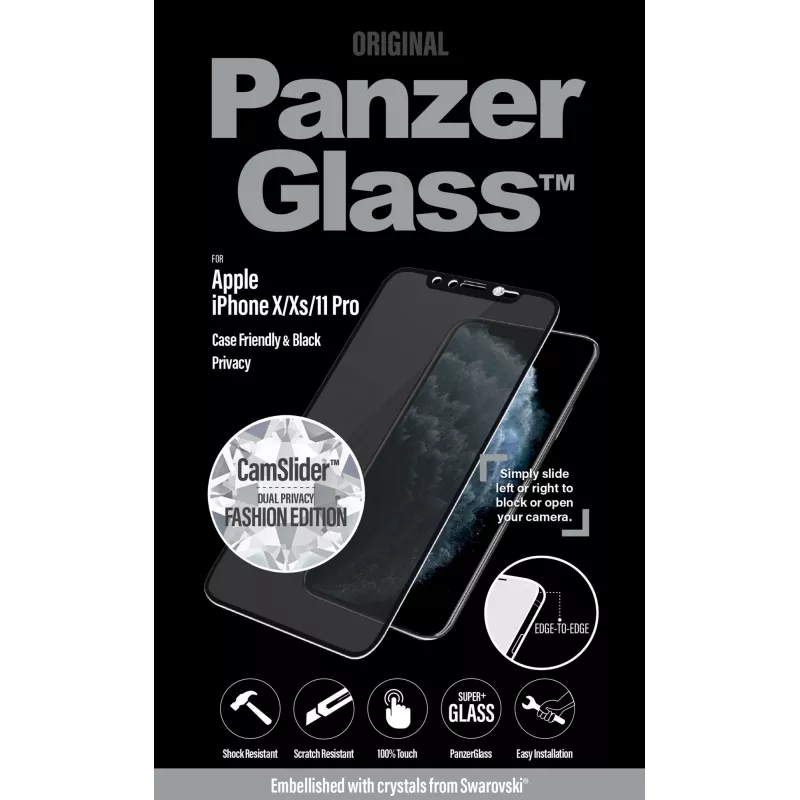 PanzerGlass ® szkiełko ochronne z filtrem prywatyzującym iPhone 11 Pro | zdobione kryształkami Swarovski® | krawędź do krawędzi