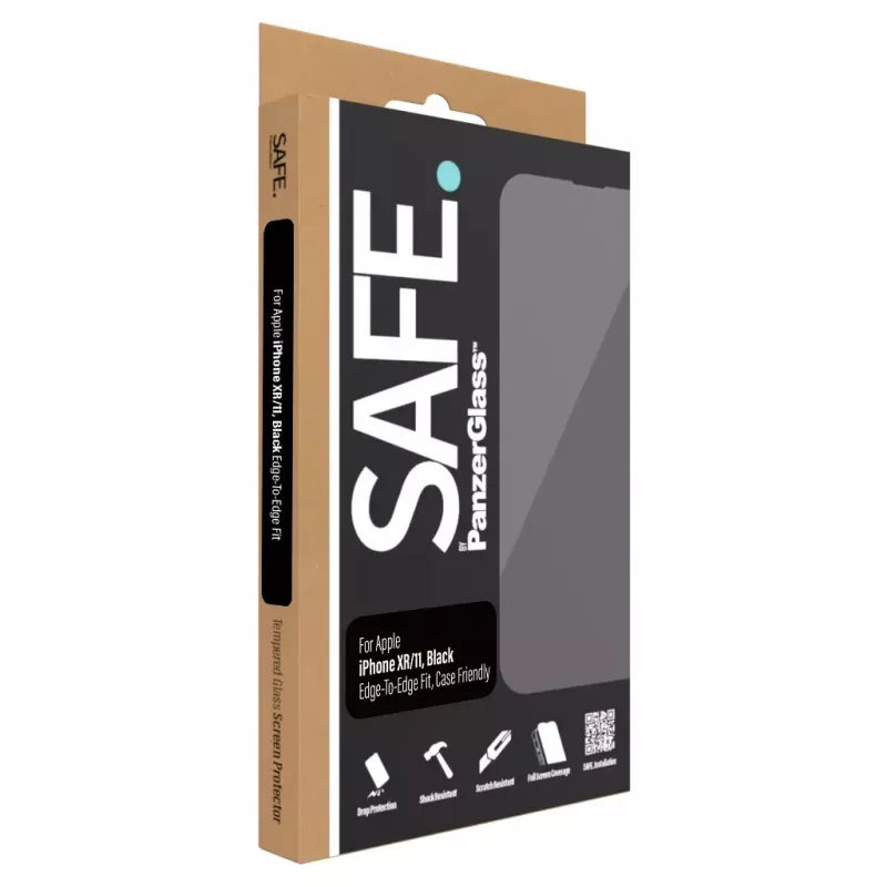 PanzerGlass SAFE. by ® szkło hartowane Apple iPhone 11 XR krawędź do krawędzi odporne na zarysowania i wstrząsy