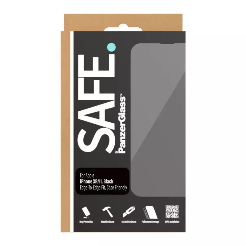 PanzerGlass SAFE. by ® szkło hartowane Apple iPhone 11 XR krawędź do krawędzi odporne na zarysowania i wstrząsy