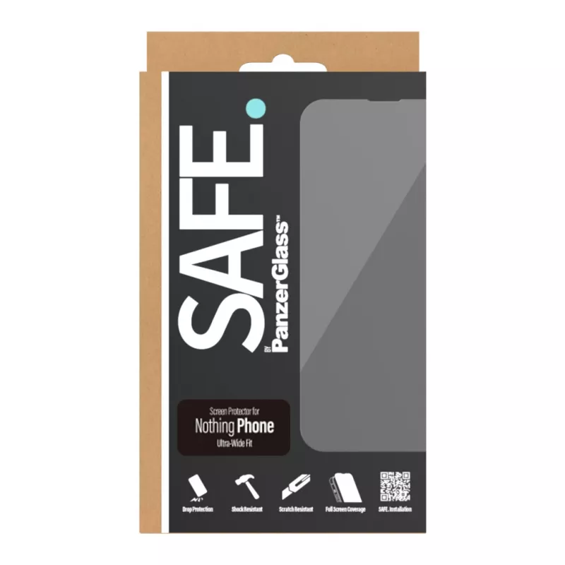 Szkło ochronne PanzerGlass SAFE. dla Nothing Phone — Ultra-Wide Fit, szkło hartowane + PET, odporne na zarysowania i wstrząsy, aplikacja na sucho