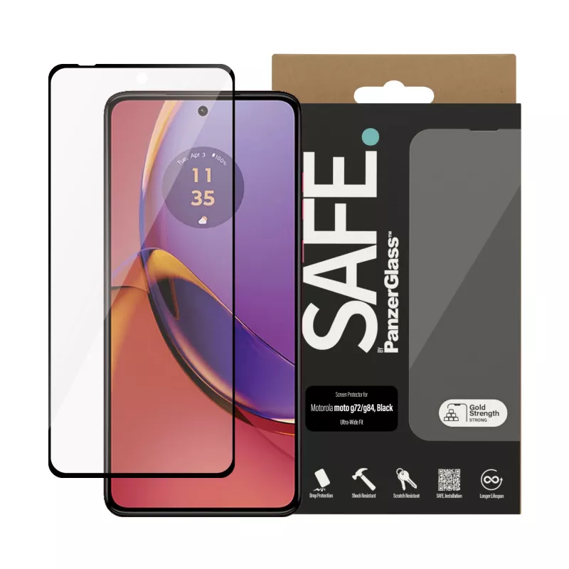 PanzerGlass SAFE. by ® Ochrona ekranu Motorola MOTO G84 5G | G72 | Ultra-Wide Fit