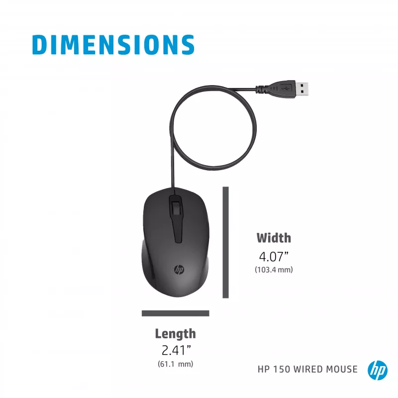 Mysz HP 150 przewodowa USB Type-A