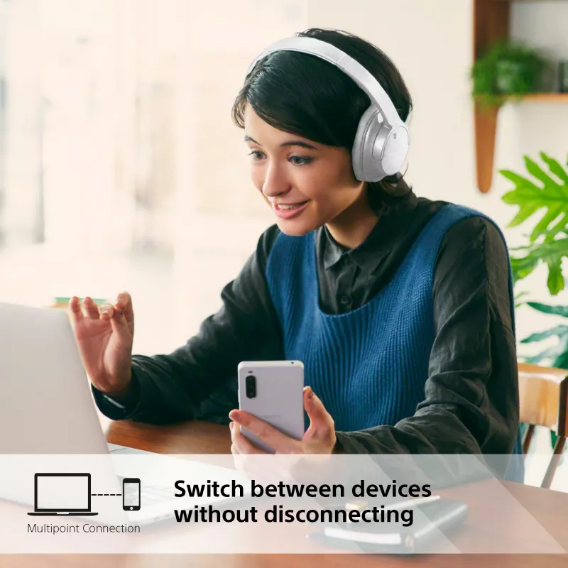 Sony WH-CH720 Zestaw słuchawkowy Przewodowy i bezprzewodowy Nagłowny Połączenia/Muzyka USB Typu C Bluetooth Biały