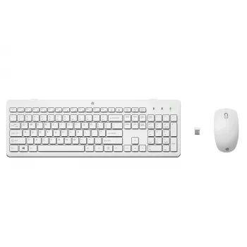 HP 230 Bezprzewodowy zestaw myszy i klawiatury, pełnowymiarowa (100%), bezprzewodowa, RF Wireless, membranowa, biała, mysz w zestawie