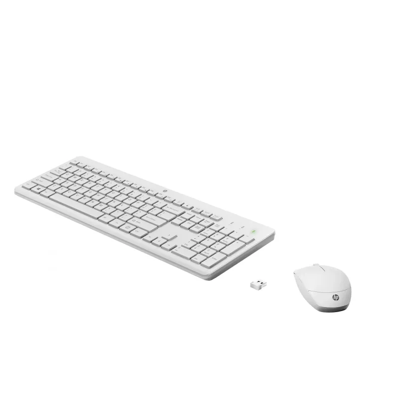 HP 230 Bezprzewodowy zestaw myszy i klawiatury, pełnowymiarowa (100%), bezprzewodowa, RF Wireless, membranowa, biała, mysz w zestawie