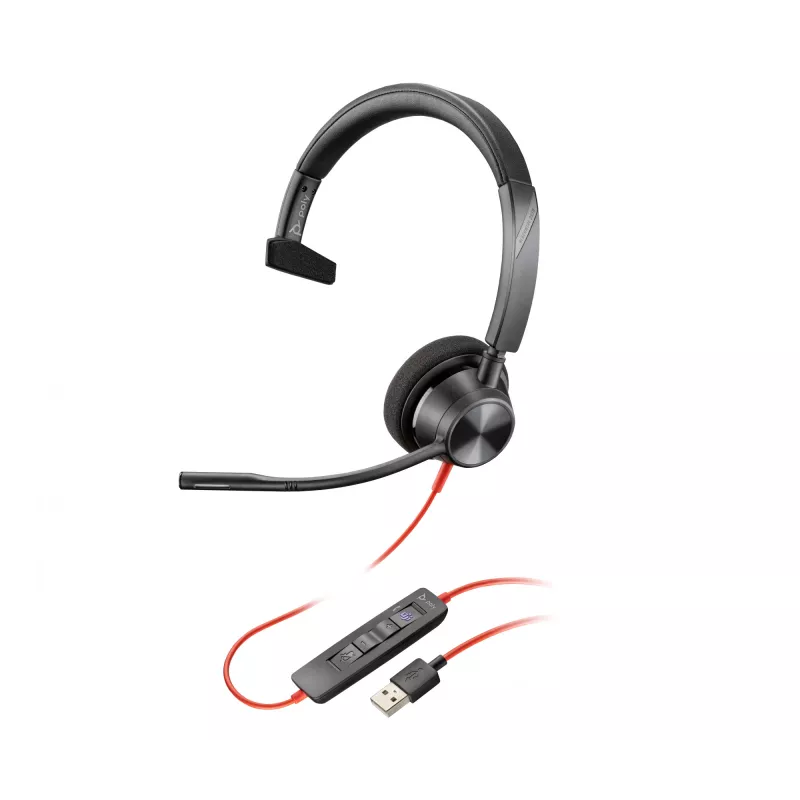 HP Poly Czarnywire 3310 Microsoft Teams Certified Headset +USB-C/A Adapter TAA