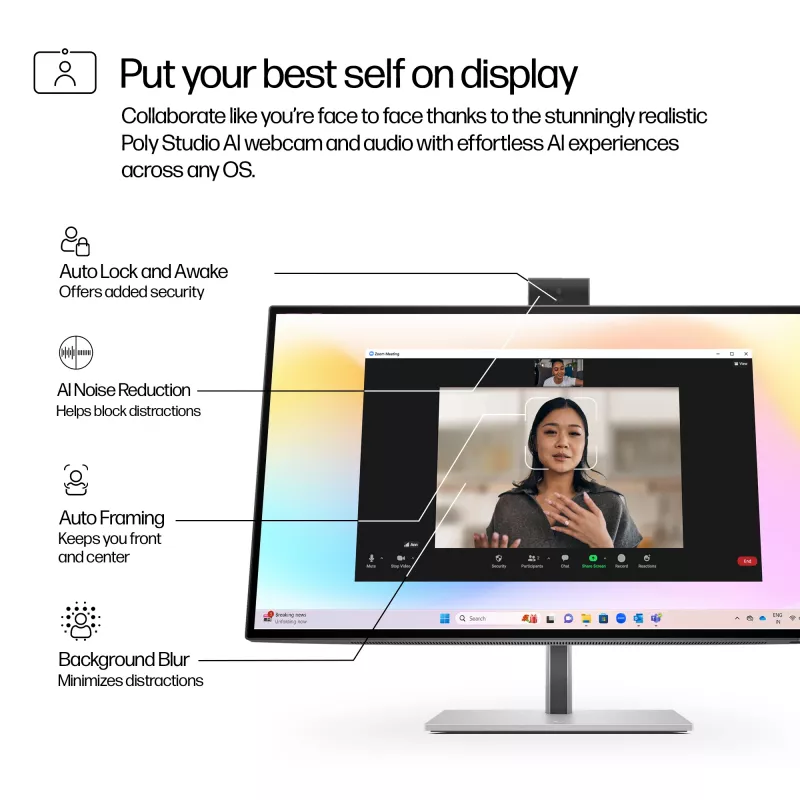 Seria HP 7 Pro, 27-calowy monitor konferencyjny 4K — 727pm