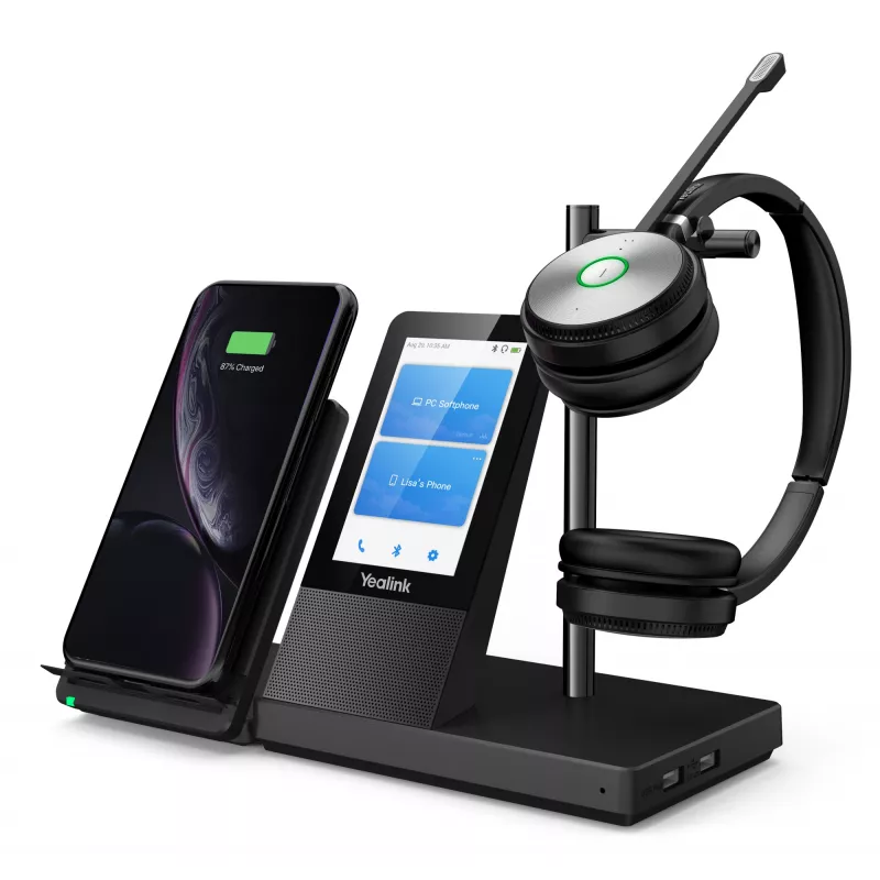 Bezprzewodowy zestaw słuchawkowy DECT Yealink WH66 — Dual Teams, Bluetooth, nauszny, pałąk nagłowny, 20–20000 Hz, 127 g, czarny