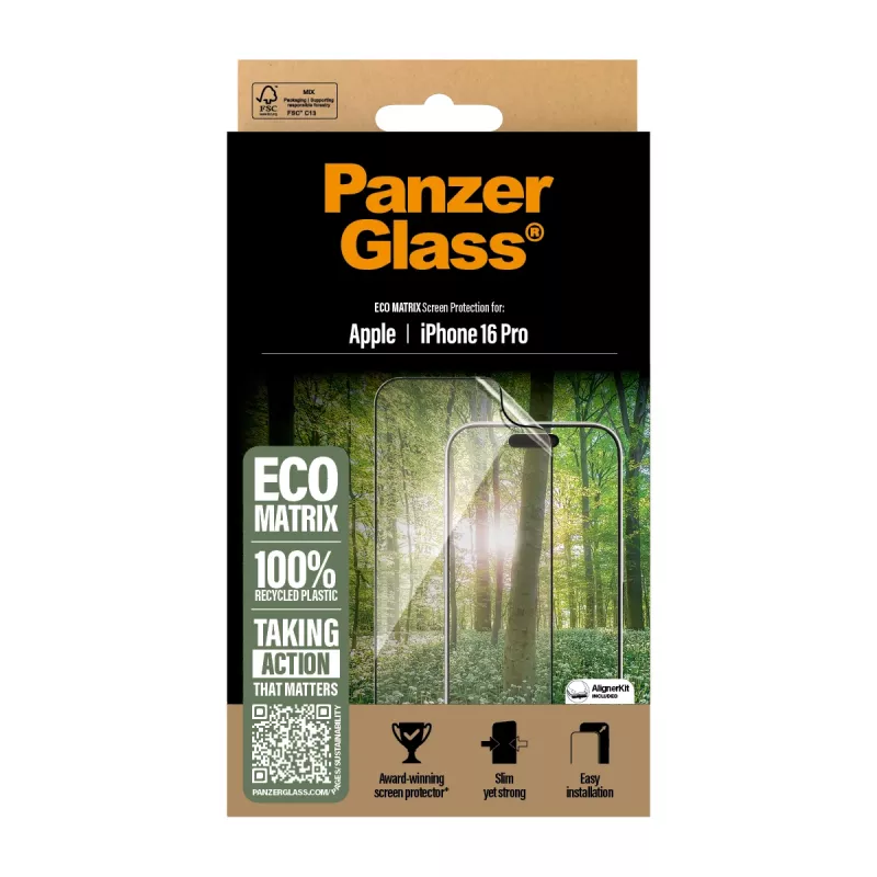 PanzerGlass ® ECO MATRIX Ochrona ekranu iPhone 16 Pro | Ultra-Wide Fit