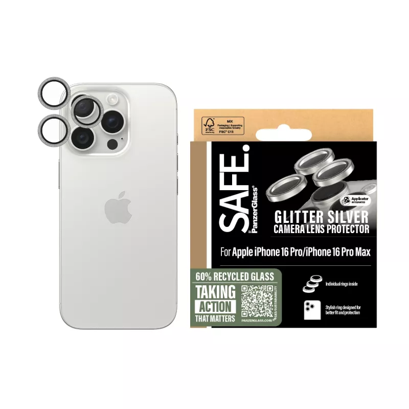 PanzerGlass SAFE. by ® Camera Lens Protector Brokatowe Srebro iPhone 16 Pro | 16 Pro Max