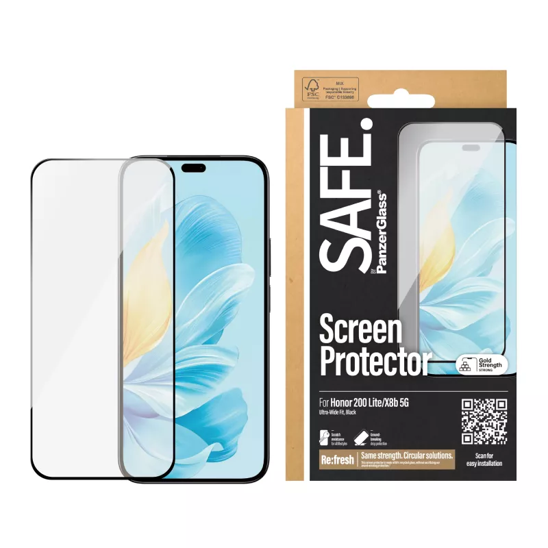 PanzerGlass SAFE. by ® Szklana folia ochronna Honor 200 Lite | X8b 5G | Ultra-Wide Fit