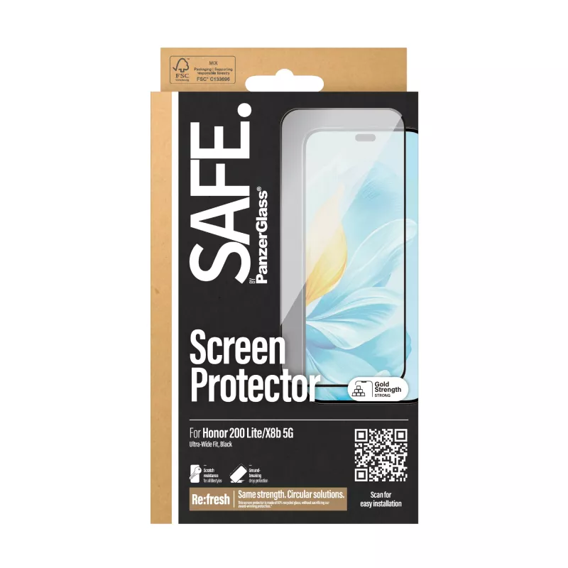 PanzerGlass SAFE. by ® Szklana folia ochronna Honor 200 Lite | X8b 5G | Ultra-Wide Fit