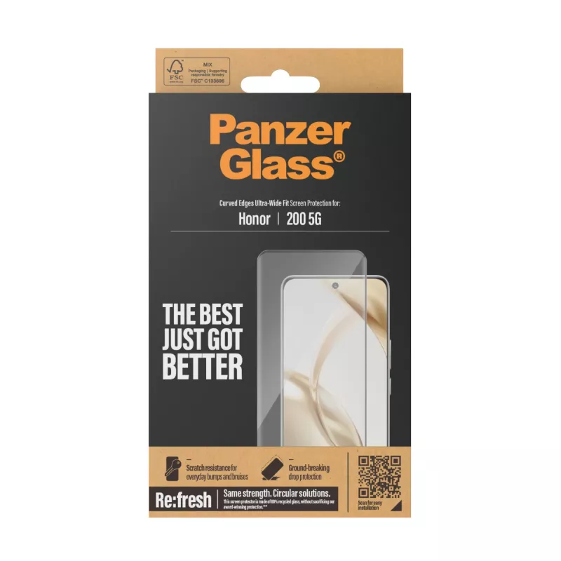 Szkło hartowane PanzerGlass Ochrona ekranu Honor 200 5G Ultra-Wide Fit odporne na zarysowania i wstrząsy