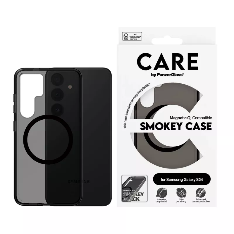 PanzerGlass CARE™ by ® Urban Combat Case Smokey z czarnym Qi Kompatybilny Samsung Galaxy S24