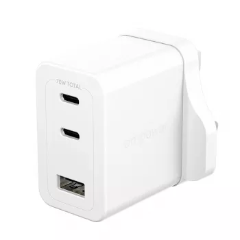 PanzerGlass empower™ by ® Turbo 70W Multiple Charger incl. 2 x USB-C + USB-A | UK Plug | srebrny biały
