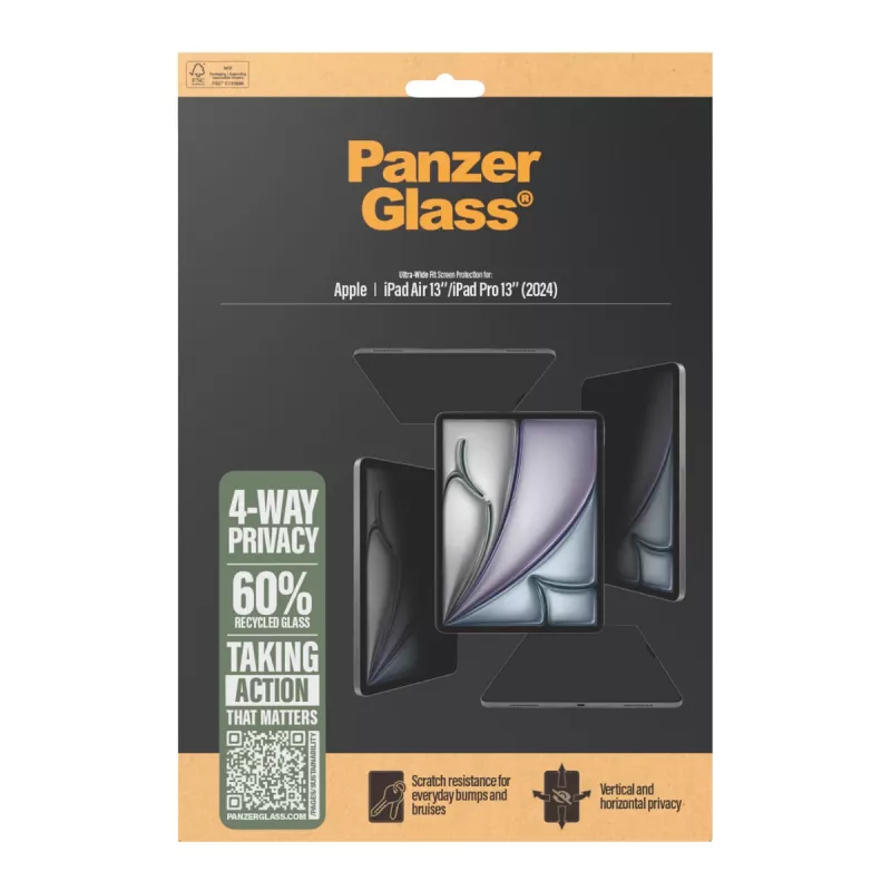 PanzerGlass ® 4-Way Privacy Ochrona ekranu iPad Air 13 inch (2024-2025) | iPad 13 inch Pro (2024-2025) | Ultra-Wide Fit